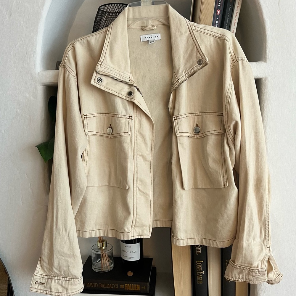 TOP SHOP WHITE CANVAS JACKET
